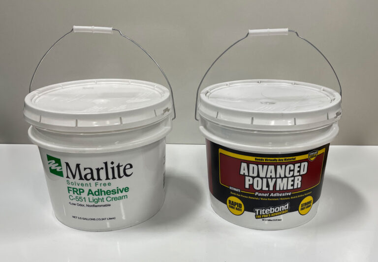 Images of 2 types of adhesive buckets