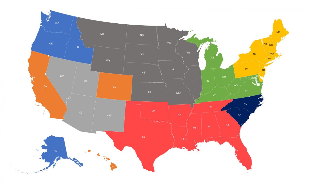 Architect and Designer Sales Rep Map