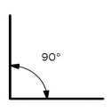 Right angle showing 90 degrees.