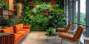 co-working space designed with biophilic principles